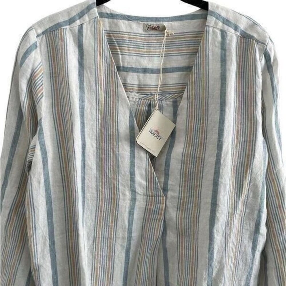Faherty Beach Days Linen Luciano Stripe Tunic S